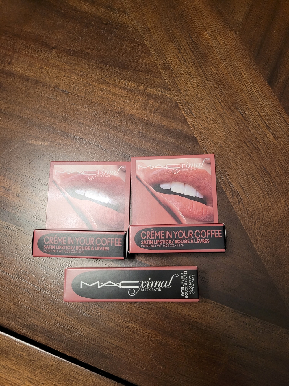 Set Of 3 MAC Cosmetics Crème In Your Coffee Satin Lipstick - Midtone Pink Brown